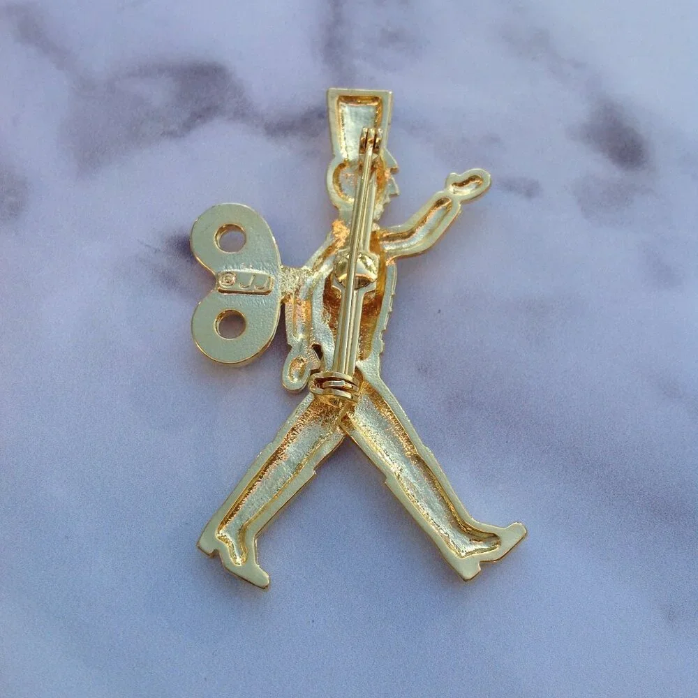 JJ Jonette Jewelry Gold Rhodium Plated BROOCH Toy Soldier in Full Regalia